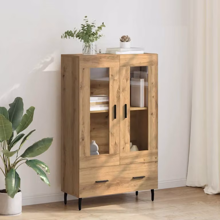 Credenza moderna vidaXL in rovere color marrone con ante a battente e ripiani interni L/P/H: 69,5 x 31 x 115 cm