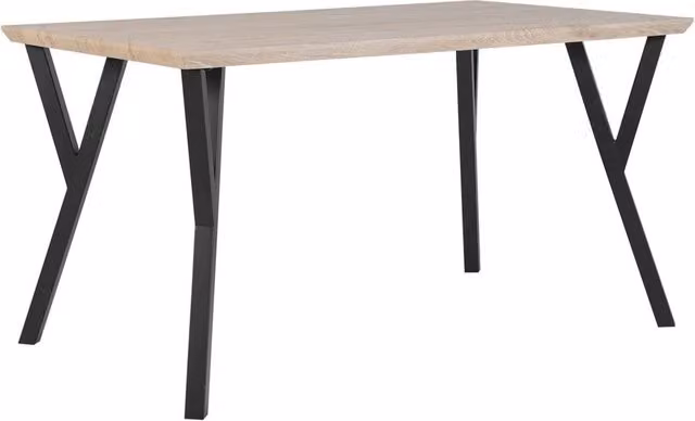 Tavolo da pranzo rettangolare Beliani in stile industriale con piano in legno MDF laminato e gambe in metallo, Marrone e Nero, L: 140 cm, P: 80 cm, H: 75 cm