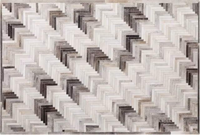Tappeto in pelle patchwork BELIANI multicolore grigio e beige L: 200 cm, P: 140 cm