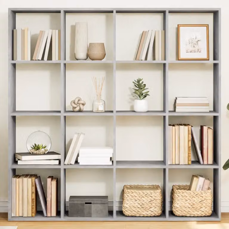 Libreria da soggiorno vidaXL in legno e MDF Grigio opaco L 137,5 x P 29 x H 137,5 cm