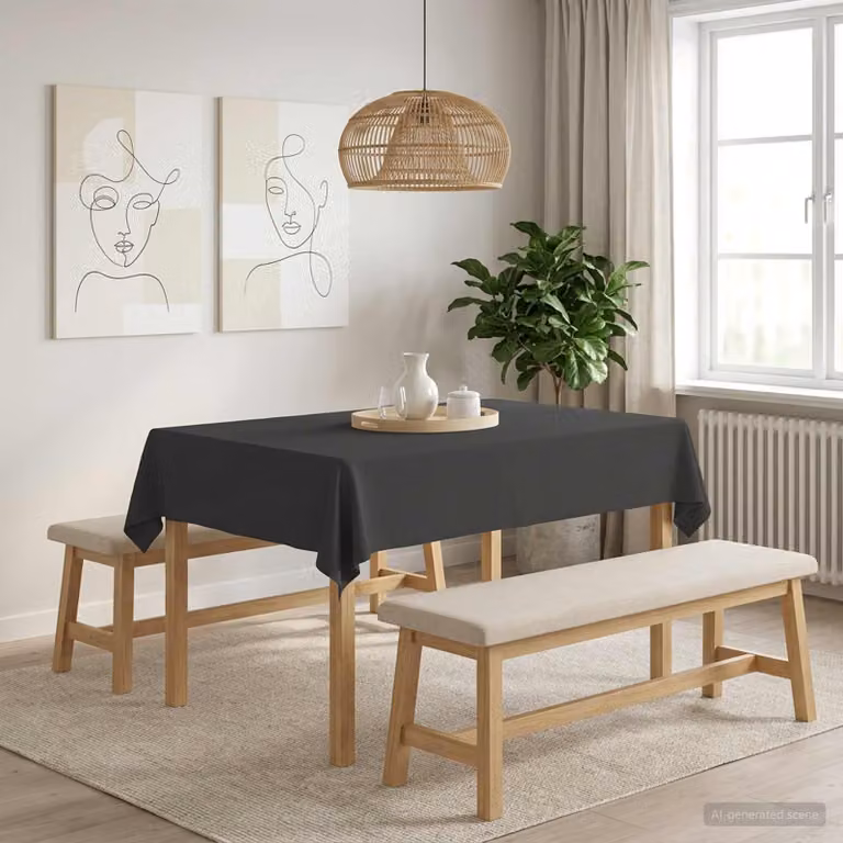 Tovaglia da Tavolo Rettangolare vidaXL Grigio Antracite, Lavabile in Lavatrice e Idrorepellente, L 140 cm x P 160 cm