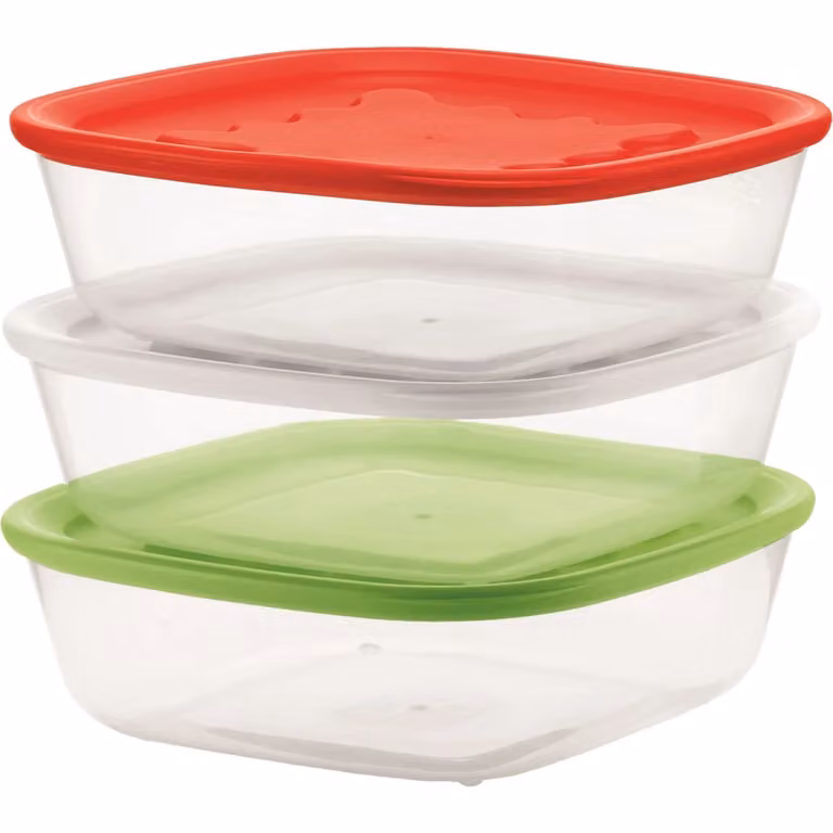 Set di 3 contenitori ermetici quadrati Guzzini multicolor in plastica, adatti a microonde, freezer e lavastoviglie