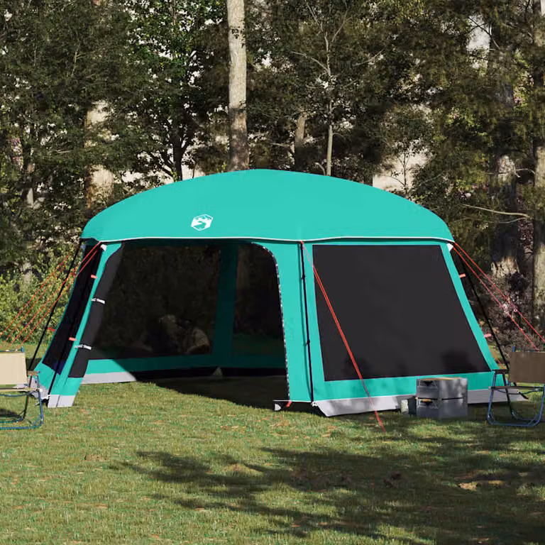 Tenda da piscina con patta rimovibile e pareti in rete vidaXL, colore verde e turchese, L: 618 cm x P: 532 cm