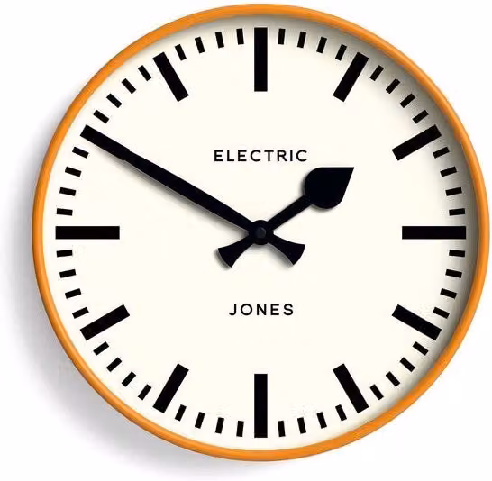 Orologio digitale da parete Jones Clocks moderno, rotondo, colore arancione, diametro: 30 cm