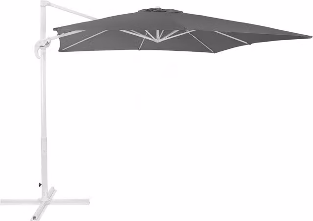 Ombrellone da giardino cantilever Beliani grigio con palo in alluminio bianco e tendalino in poliestere, H: 235 cm