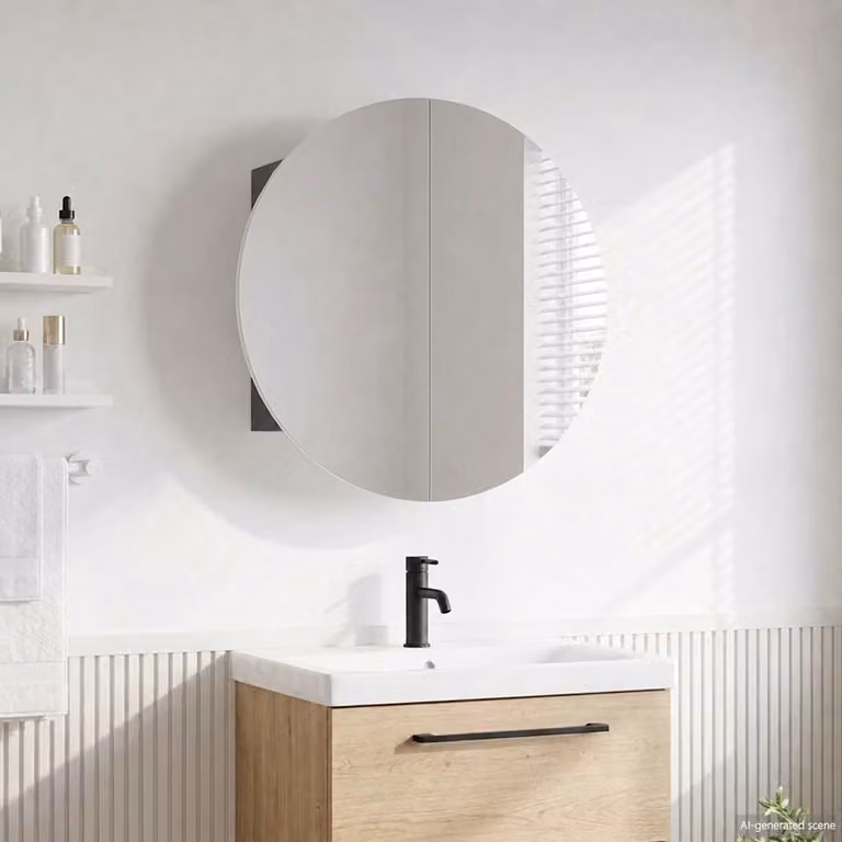 Armadio da bagno moderno vidaXL con specchio e illuminazione LED, Grigio, L 54 cm x P 17,5 cm x H 54 cm