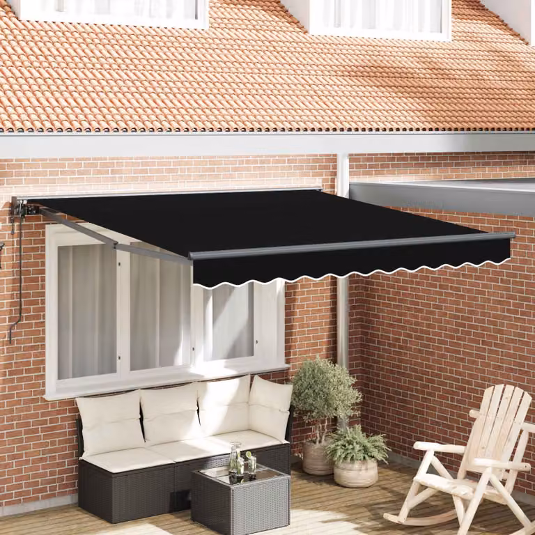 Tenda da sole semi-cassonabile motorizzata vidaXL in alluminio e poliestere, Nero