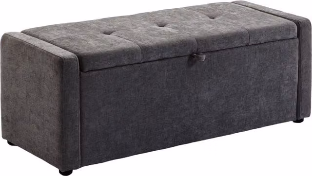 Cassapanca Pouf Contenitore HOMCOM in Lino con Seduta Ampia Imbottita, Capacità 142L, Grigio Scuro