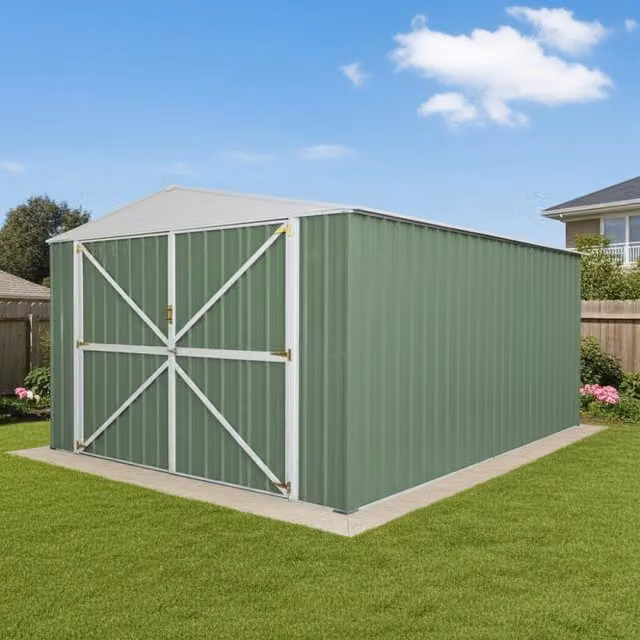 Casetta garage da giardino NOTEK in acciaio zincato verde L: 360 cm, P: 514 cm, H: 232 cm