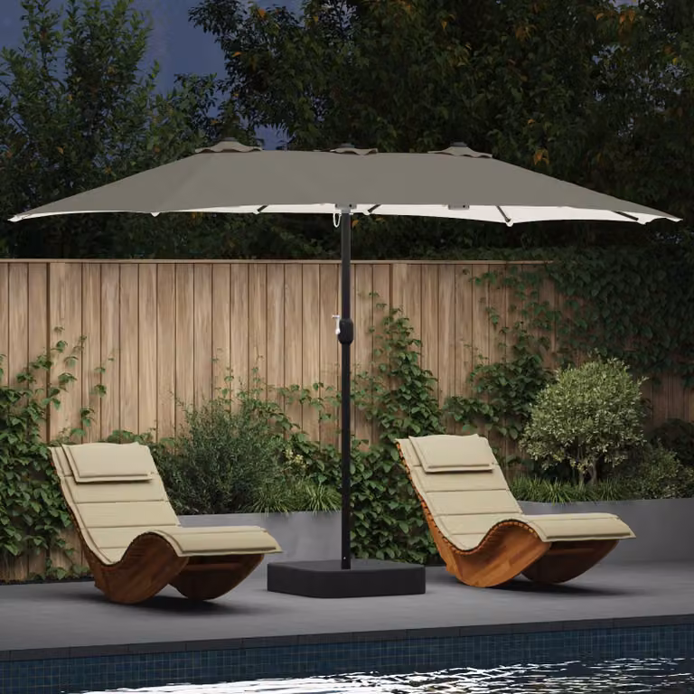 Ombrello da giardino a braccio cantilever vidaXL in sabbia e antracite L: 385 cm, P: 209 cm, H: 244 cm