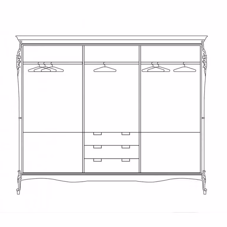 Armadio classico con 3 ante scorrevoli in legno bianco Mobili 2G L/P/H: 260 x 69 x 225 cm