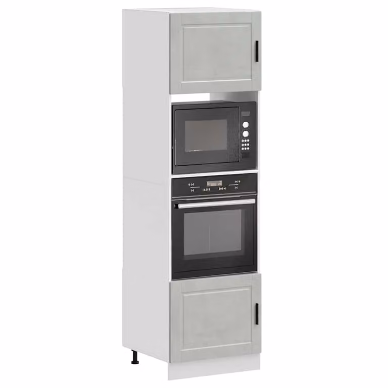 Set di 2 armadi per elettrodomestici vidaXL in legno multistrato e MDF, colore grigio cemento opaco, design moderno per cucina
