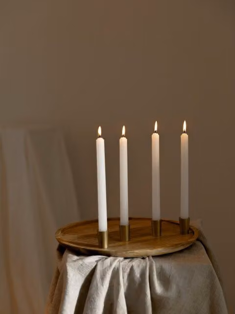 Portacandele avvento Jolly Kenay Home in legno, colori marrone, beige e bianco