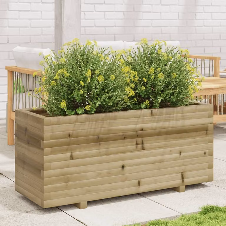 Fioriera da giardino vidaXL in legno di pino marrone L: 110 cm, P: 40 cm, H: 49,5 cm