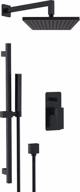 Set doccia a incasso Remer serie Absolute con colonna rigida e doccetta, nero opaco