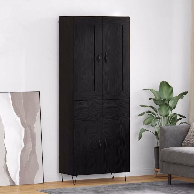 Credenza vidaXL in stile industriale nero con finitura lucida, L/P/H: 69,5 x 34 x 180 cm