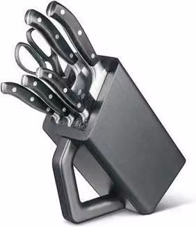 Victorinox Grand Maître Ceppo Portacoltelli Nero con 6 Coltelli Forgiati in Acciaio Inox e Cesoie Multiuso