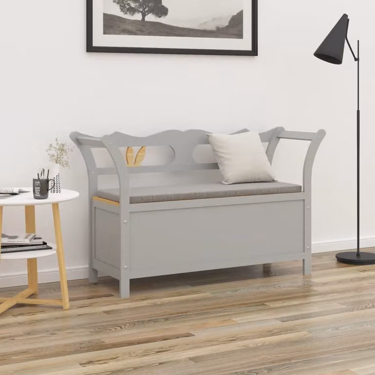 vidaXL Panca Grigia in Legno di Abete con Braccioli L: 107 cm, P: 45 cm, H: 75,5 cm