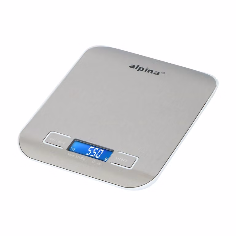 Bilancia Digitale da Cucina Alpina in Acciaio Inox Color Argento con Capacità 5 kg