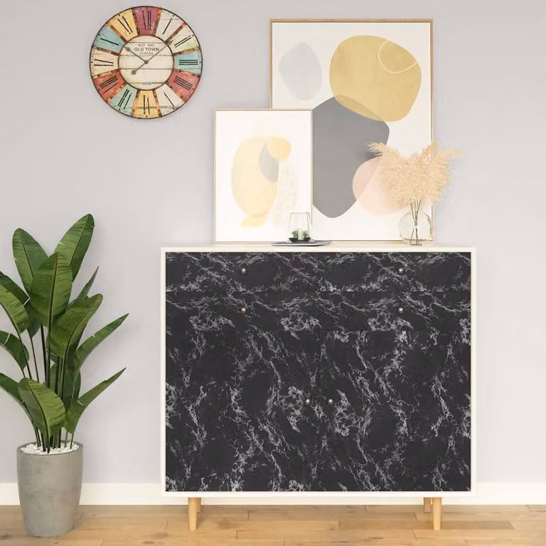 Pellicola Autoadesiva per Mobili vidaXL in PVC Nero Opaco, L: 500 cm, H: 90 cm