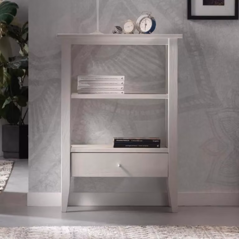 Consolle shabby chic in legno massello di Mobili2g con 1 cassetto, colore grigio, L: 60 cm, P: 30 cm, H: 85 cm