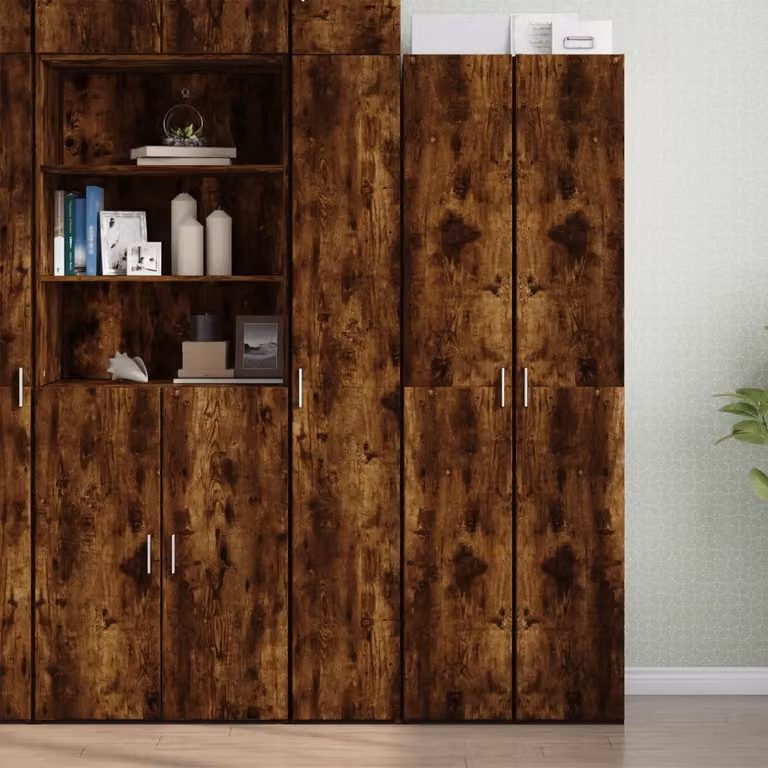 Credenza moderna vidaXL in legno MDF color marrone con ante a battente e ripiani interni, sospesa a parete, L/P/H: 30 x 42,5 x 185 cm