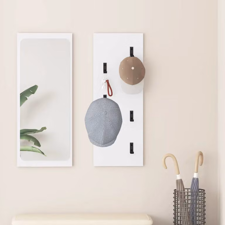 vidaXL Appendiabiti a muro moderno in MDF Bianco L 80 x H 30 x P 1,5 cm