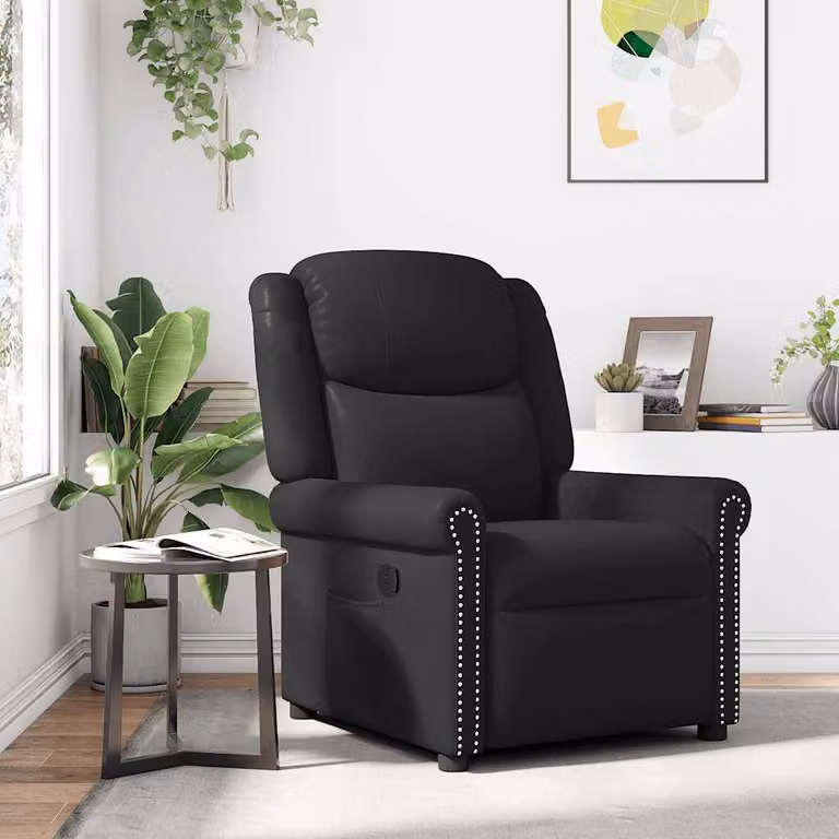 Poltrona reclinabile relax vidaXL in similpelle nera con braccioli e struttura moderna