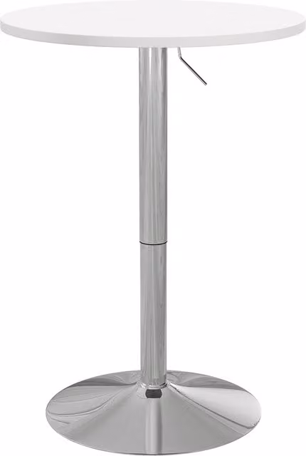 Tavolo da bar rotondo HOMCOM con piano girevole a 360 gradi e altezza regolabile da 69 a 91 cm, Bianco e Argento