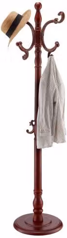 Appendiabiti da terra VEVOR in legno di betulla marrone con base appesantita e 11 ganci, L/P/H: 42 x 42 x 176 cm