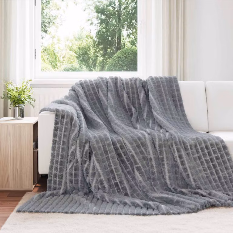 Set di 6 coperte in pile morbido vidaXL, colore grigio, L: 270 cm x P: 240 cm