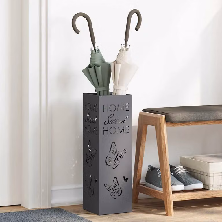 Stand per ombrelli da pioggia vidaXL in metallo colore antracite L/P/H: 15,5 x 15,5 x 49 cm