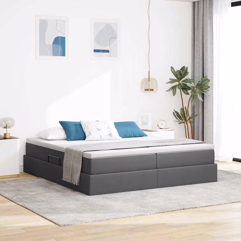 Letto con contenitore e materasso vidaXL Grigio scuro L/P/H: 200 x 200 x 280 cm