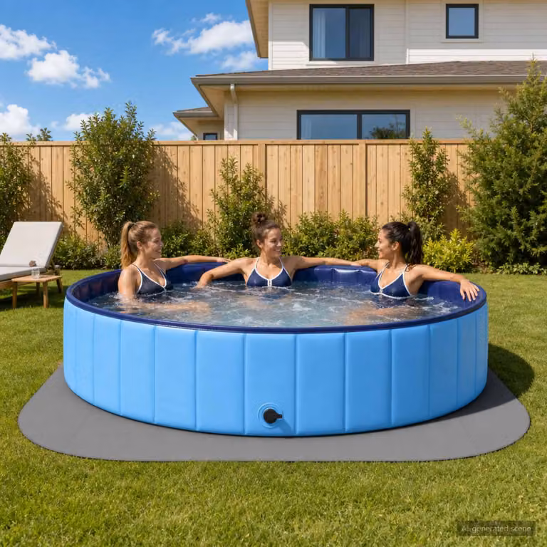 vidaXL Tappetino per piscina rotondo in schiuma EVA grigio, 49 pezzi, Ø 408 cm