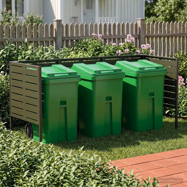 Paravento per bidoni della spazzatura vidaXL in acciaio antracite o verde, L 249 x P 85 x H 113 cm