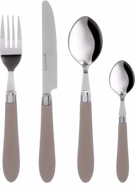 Set di posate Smooth Kasanova in acciaio inox color beige opaco, 24 pezzi