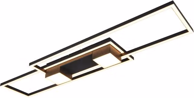 Plafoniera LED Trio Leuchten Albany nera con telecomando e regolazione intensità luce, L 100 cm
