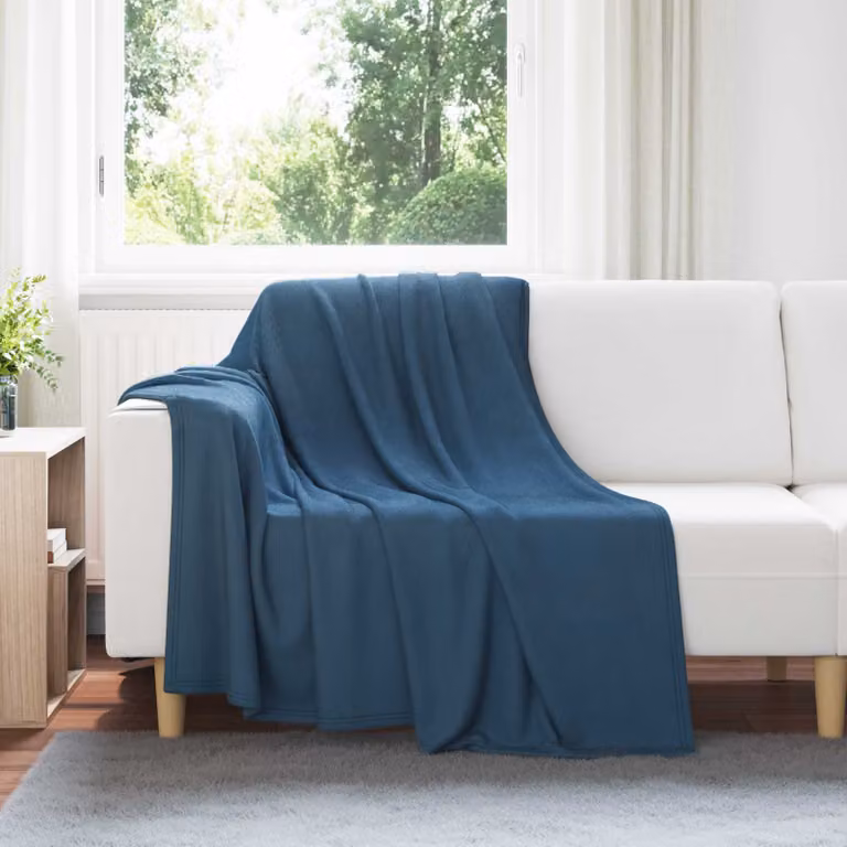 Set di 24 coperte in pile vidaXL blu, morbide e lavabili, L 200 cm x P 150 cm