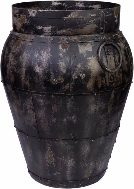 Vaso rotondo in metallo WANDERLUST DECO stile industriale, colori nero, grigio e oro, L/P/H: 45 x 45 x 57 cm