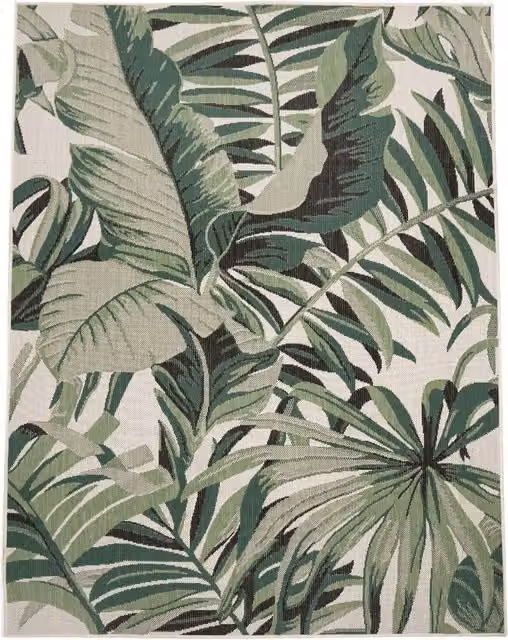 Tappeto Ostenza per interni ed esterni verde con motivo floreale moderno L: 80 cm, P: 250 cm
