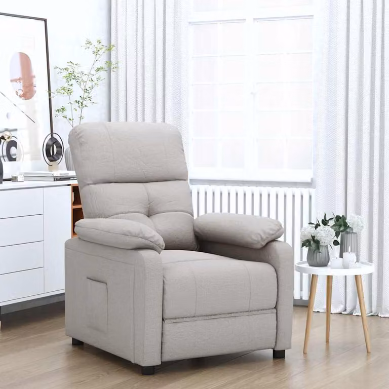 vidaXL Poltrona Reclinabile Moderna in Tessuto con Braccioli, Colore Beige/Grigio