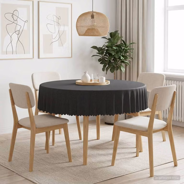 vidaXL Tovaglia Rotonda in Jacquard Grigio Antracite, Lavabile in Lavatrice, Ø 180 cm