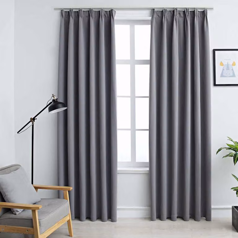 Set di 2 tende oscuranti vidaXL grigie con ganci, L 140 cm x H 245 cm