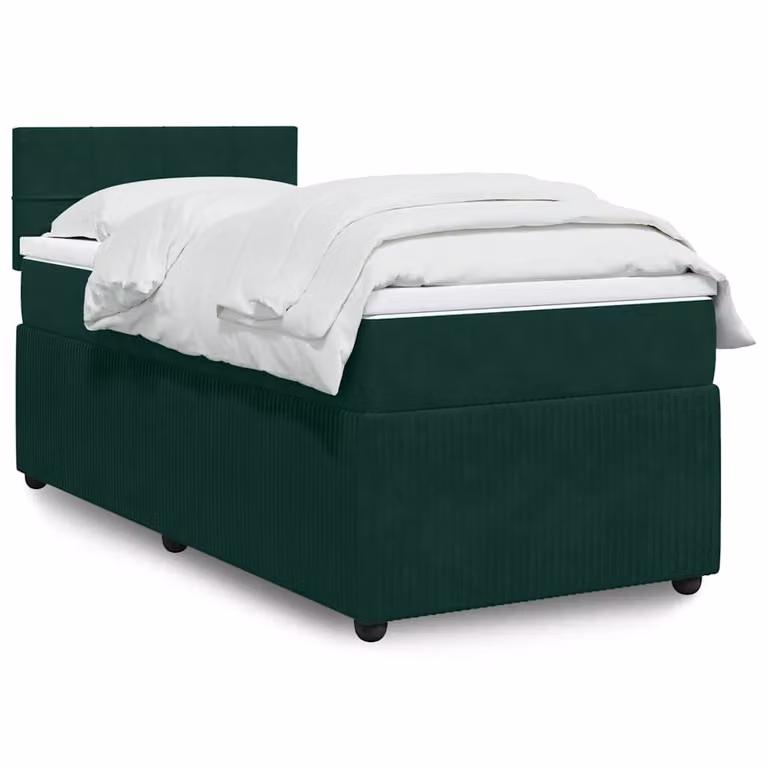 vidaXL Giroletto a Molle Ibrido con Materasso in Velluto Verde Scuro L/P/H: 90 x 190 cm
