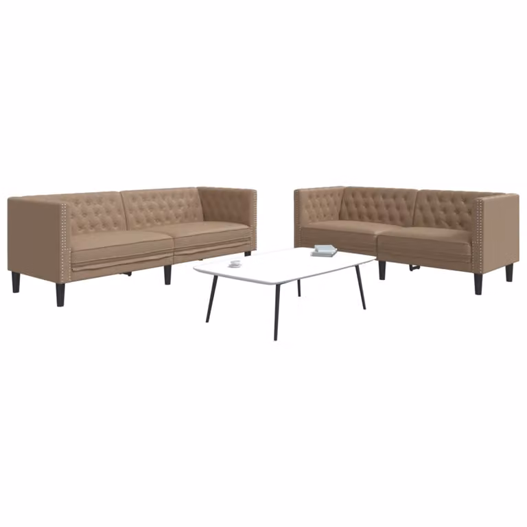 Set di 2 divani Chesterfield vidaXL in similpelle color cappuccino e beige per il tuo soggiorno