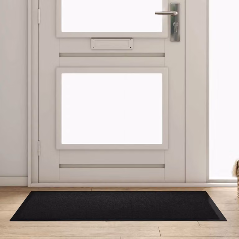 Tappetino vidaXL in tessuto Teddy nero, lavabile e antiscivolo, L: 120 cm, P: 80 cm, H: 1,2 cm