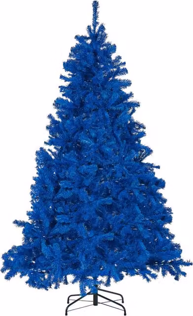 Albero di Natale artificiale Beliani blu in PVC con base in metallo, Altezza: 210 cm