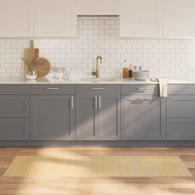 Tappeto rettangolare moderno vidaXL in bambù e polipropilene, colore beige, antiscivolo, L: 60 cm x P: 200 cm