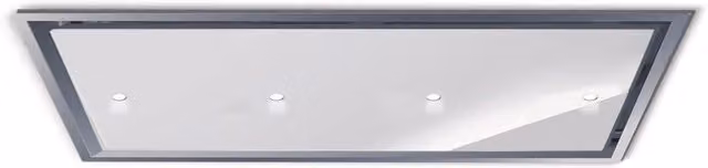 Cappa da incasso a soffitto Baraldi GEA FLAT in acciaio inox e vetro bianco con luce spot, aspirazione 800 m3/h, L: 120 cm, P: 60 cm, H: 60 cm