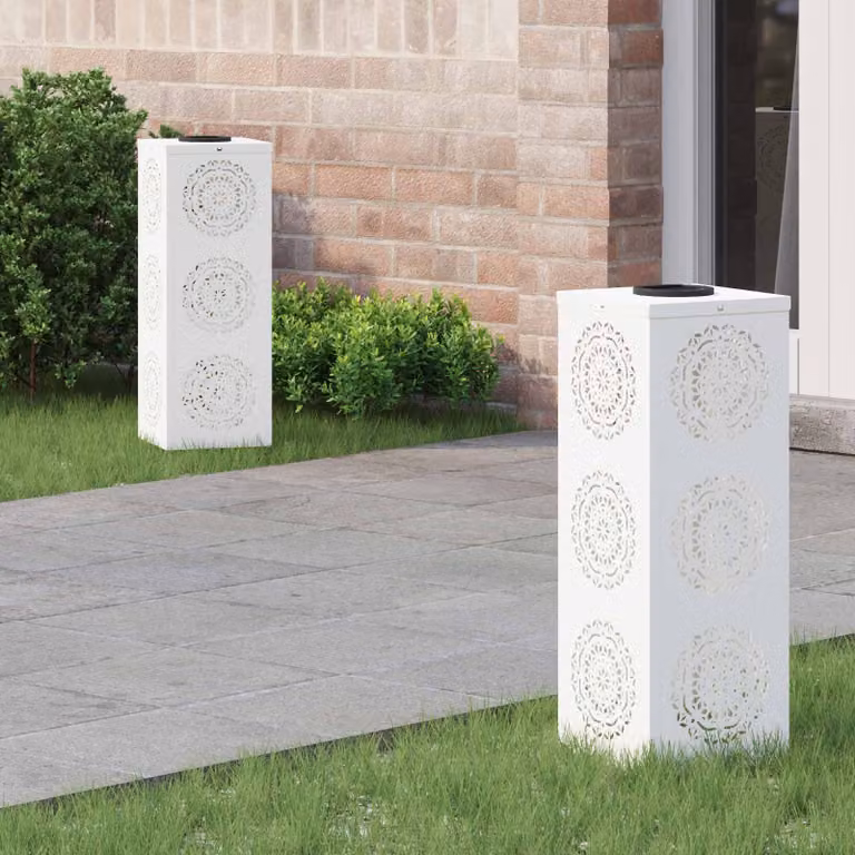 Set di 2 faretti LED solari vidaXL per sentieri e giardino, luce bianco caldo, H x L x P: 50 x 18 x 18 cm